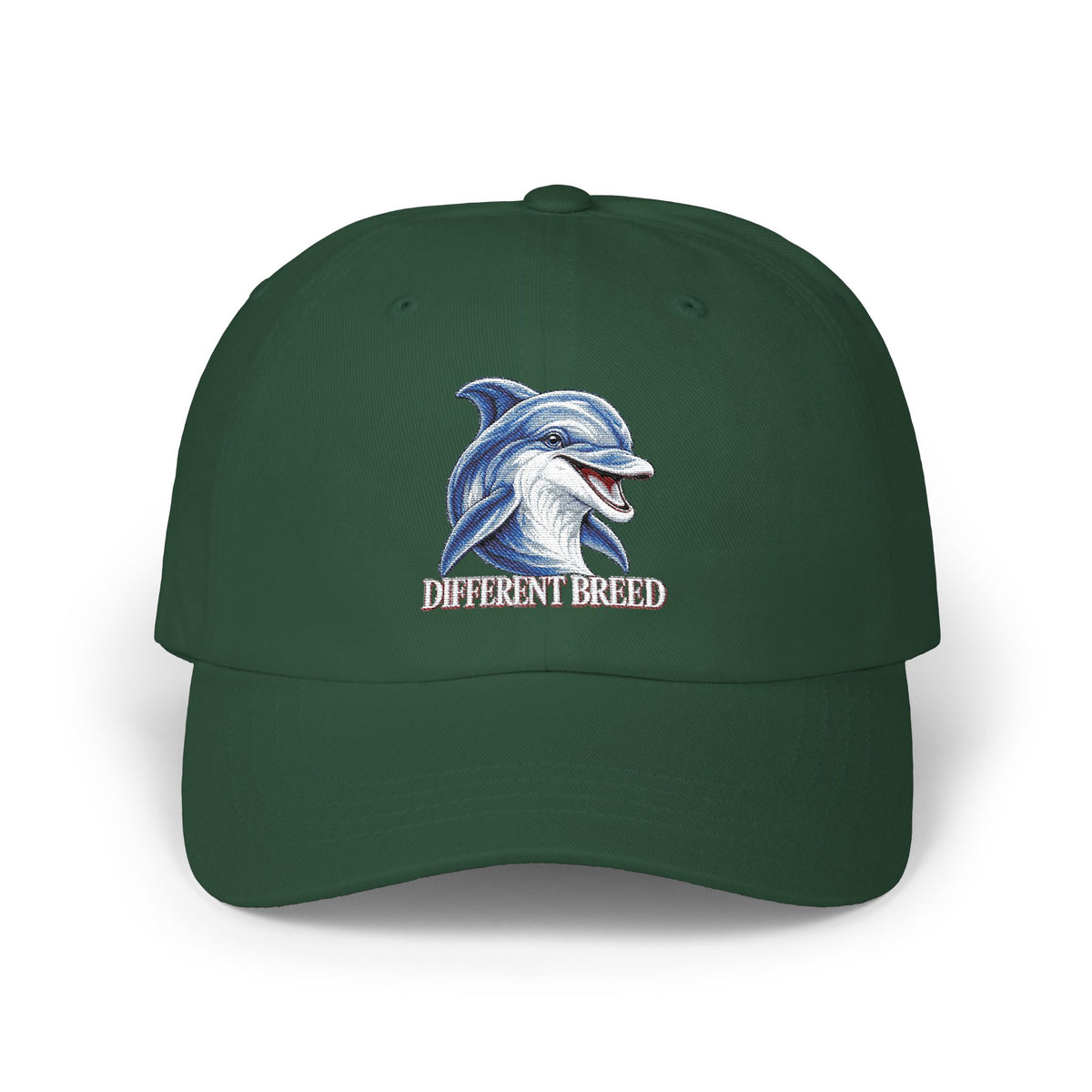 Dad Cap with Smiling Dolphin Embroidery – "Different Breed" Casual Baseball Hat
