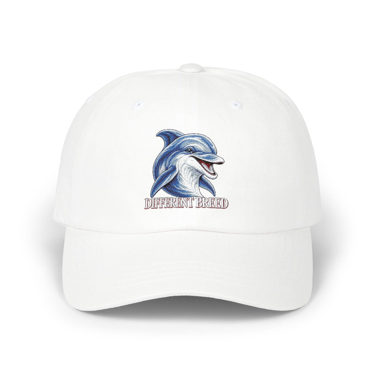 Dad Cap with Smiling Dolphin Embroidery – "Different Breed" Casual Baseball Hat