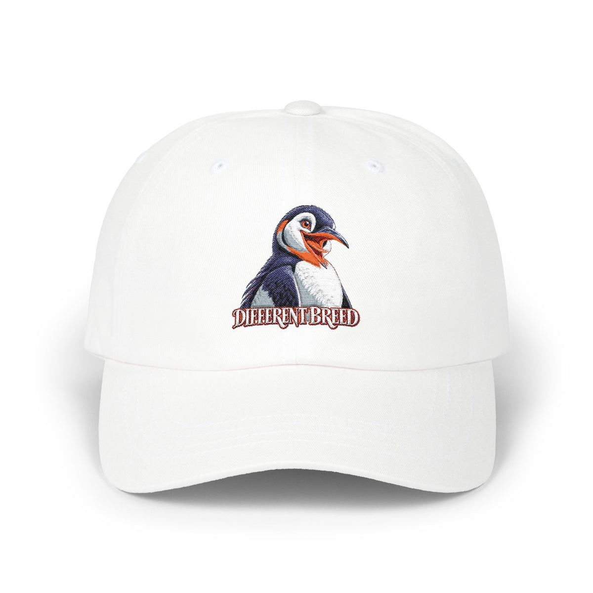 Dad Cap — Embroidered Puffin "Different Breed" Patch