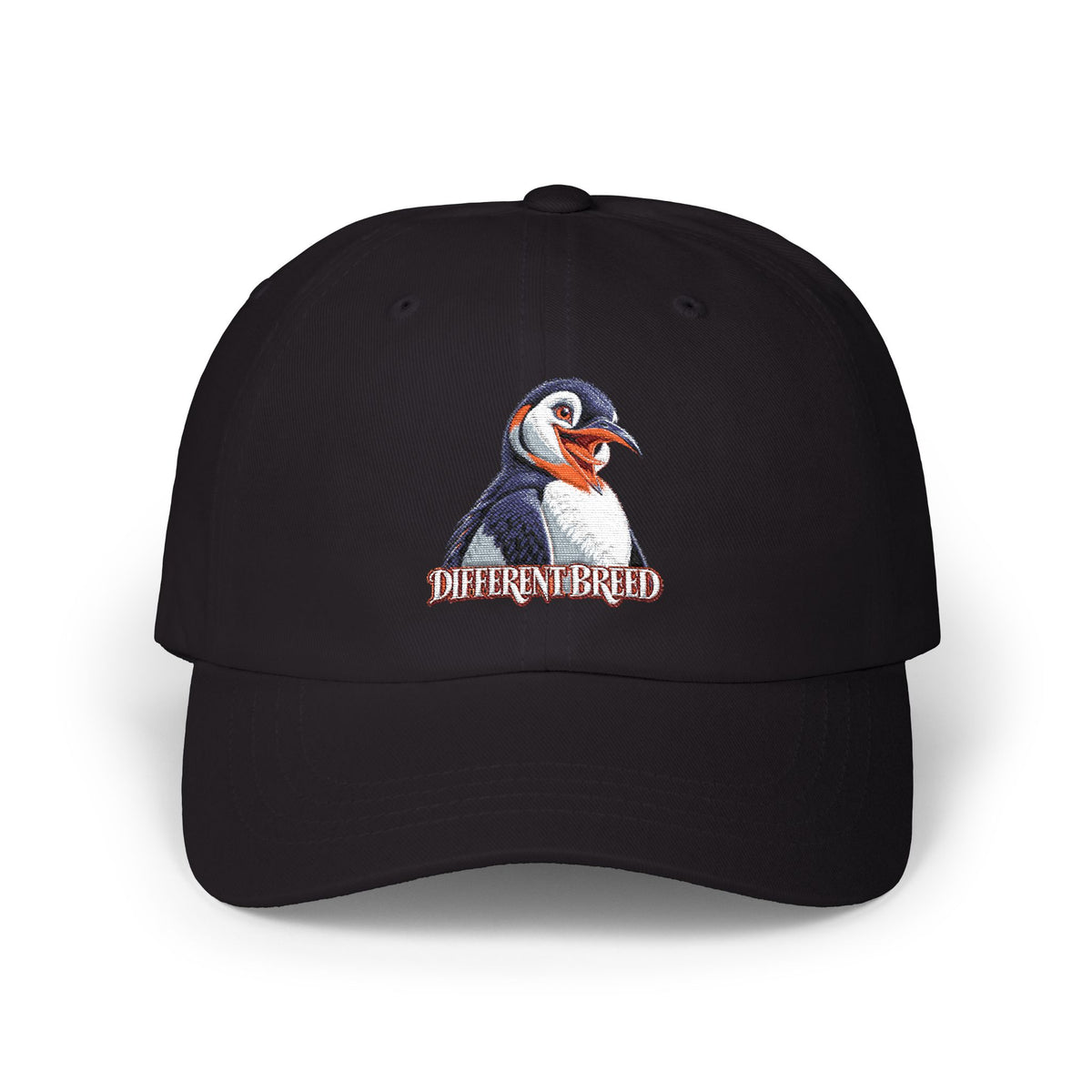 Dad Cap — Embroidered Puffin "Different Breed" Patch