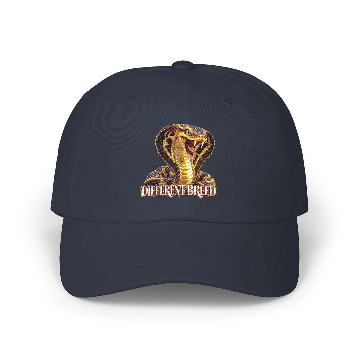 Dad Cap — Embroidered Gold Cobra "Different Breed" Baseball Hat