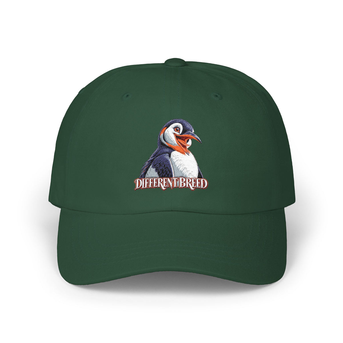 Dad Cap — Embroidered Puffin "Different Breed" Patch
