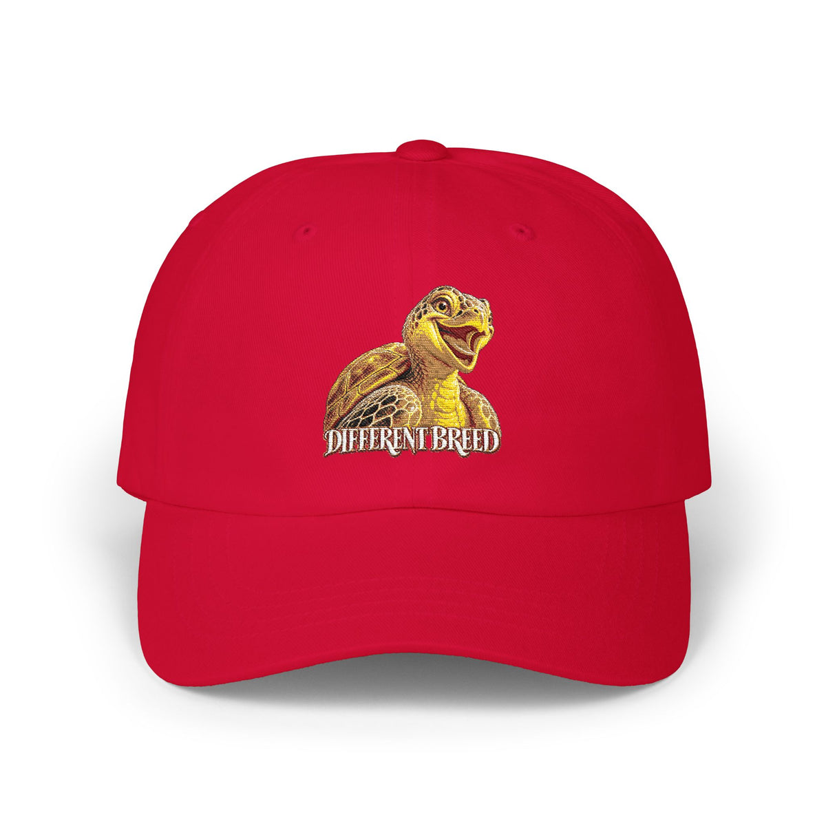 Dad Cap — Golden Laughing Tortoise "Different Breed" Embroidered Hat