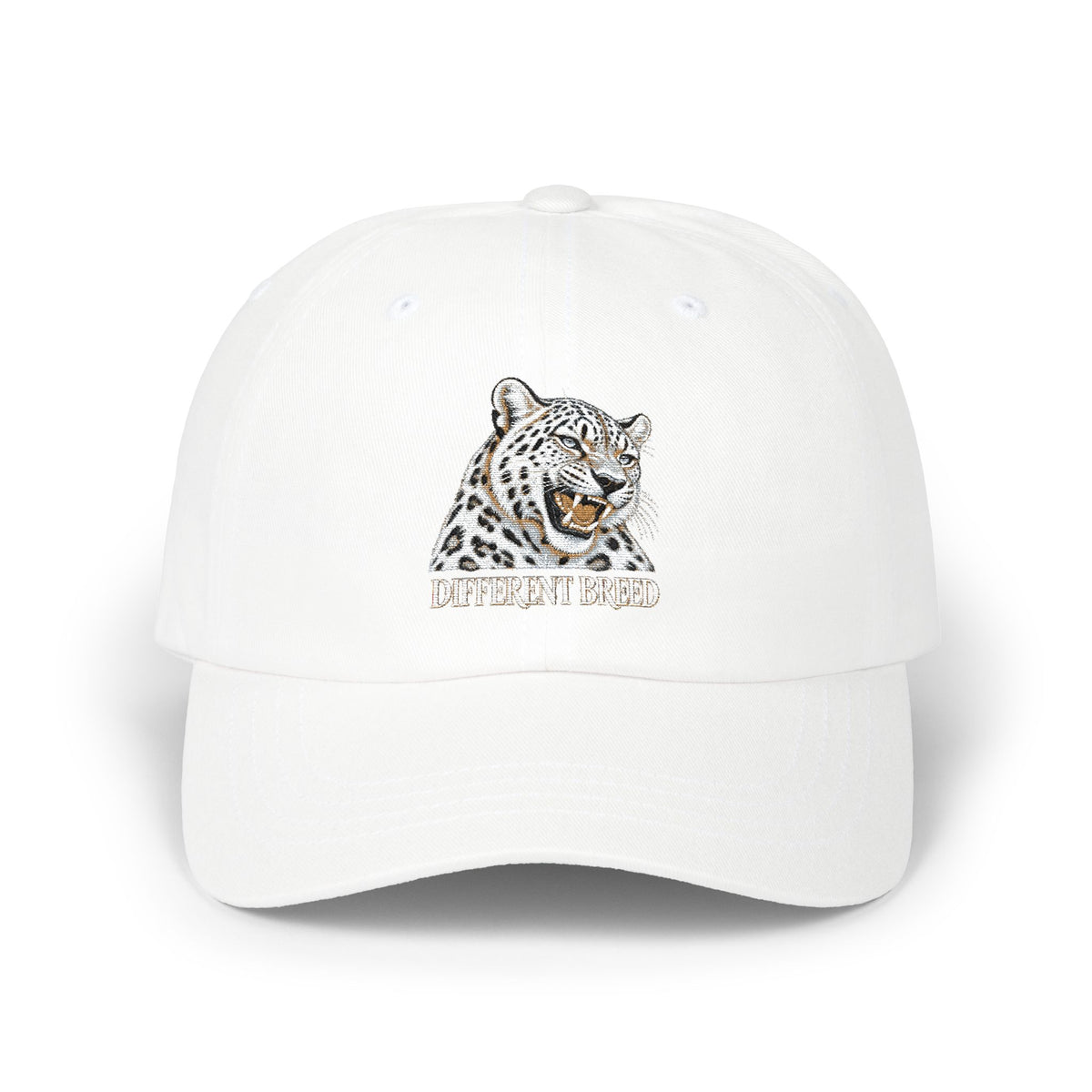 Snow Leopard Dad Cap — Embroidered Wildlife Baseball Hat