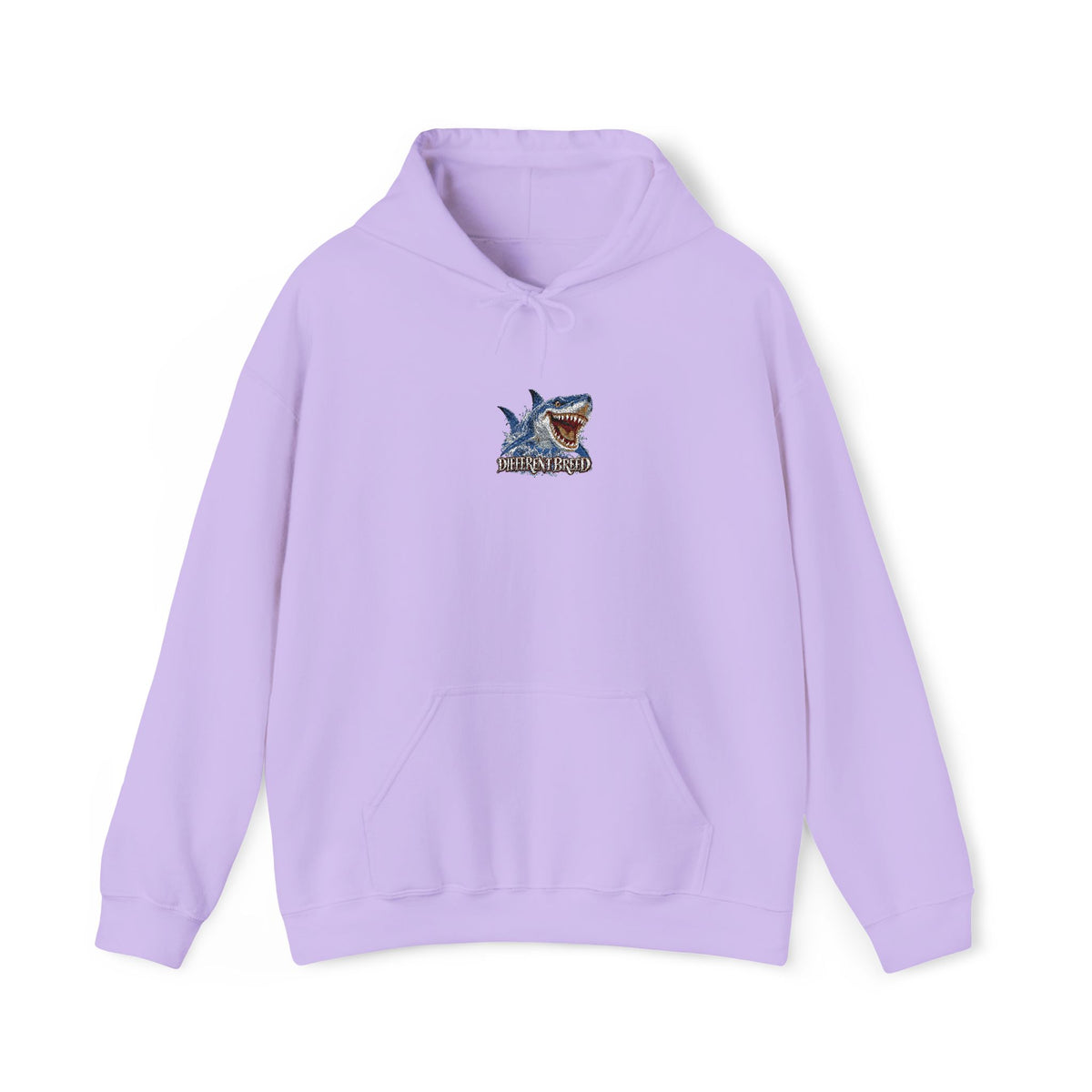 Shark Bite Graphic Hoodie — Small Chest Shark Illustration Sweatshirt