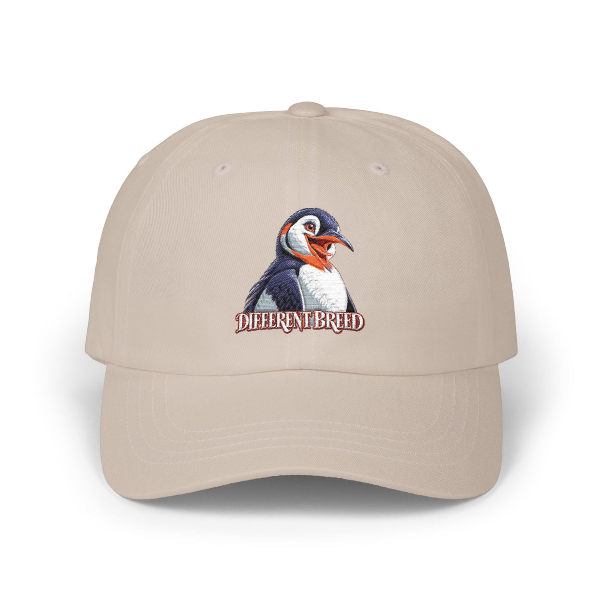 Dad Cap — Embroidered Puffin "Different Breed" Patch