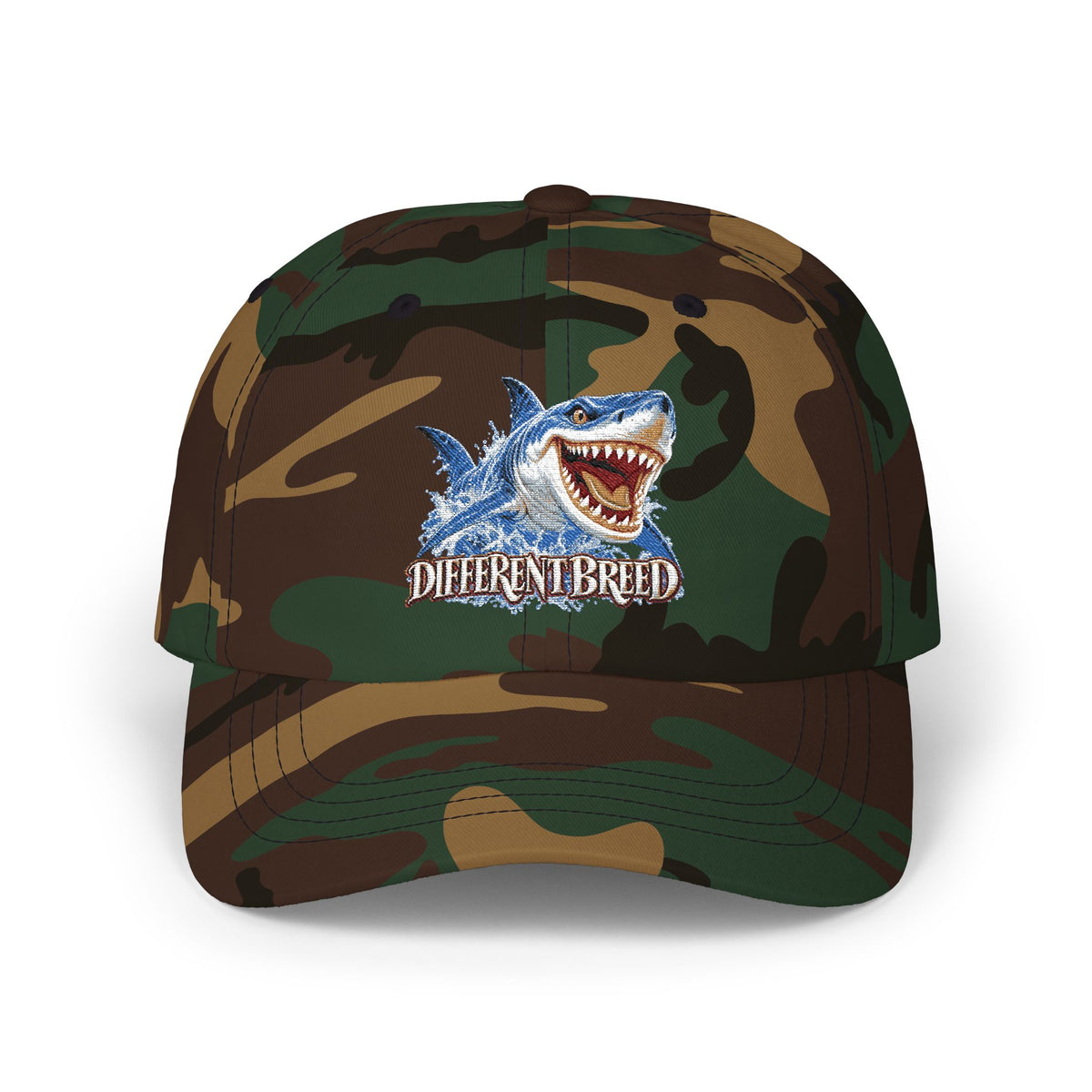 Shark Graphic Dad Cap — 'Different Breed' Embroidered Baseball Hat