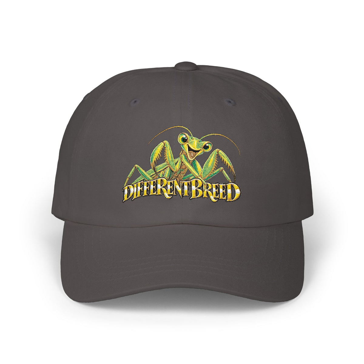 Dad Cap — Yellow Praying Mantis "Differentbreed" Embroidered Hat